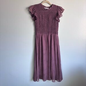 EUC Sweet Rain Mauve floral whimsical Midi Dress size Medium